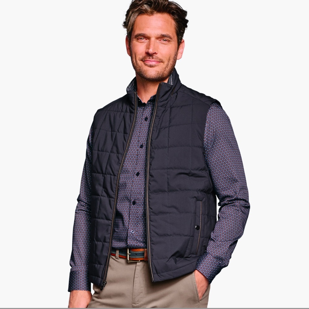 Johnston & Murphy Box Quilted Vest - Navy Size L